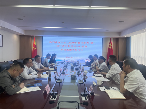 4月10日，中鐵二院華東公司黨委書記、執行董事趙洪楚一行赴集團考察調研并觀摩富豐新城片區投資規劃沙盤、集團黨建館。集團洪董、潘總、余總，項目管理部、市政公司相關人員陪同座談1。.jpg